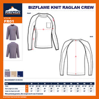 Portwest FR01 Mens Flame Resistant Bizflame Long Sleeved Crew Neck T Shirt ASTM