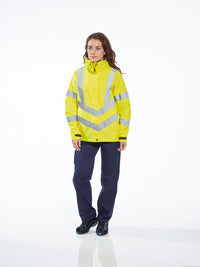 Portwest LW70 Ladies Breathable Safety Work Rain Jacket in Reflective HiVis ANSI