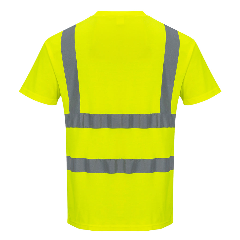 Portwest S170 Short Sleeve Cotton Safety T Shirt in Reflective Hi-Vis ANSI