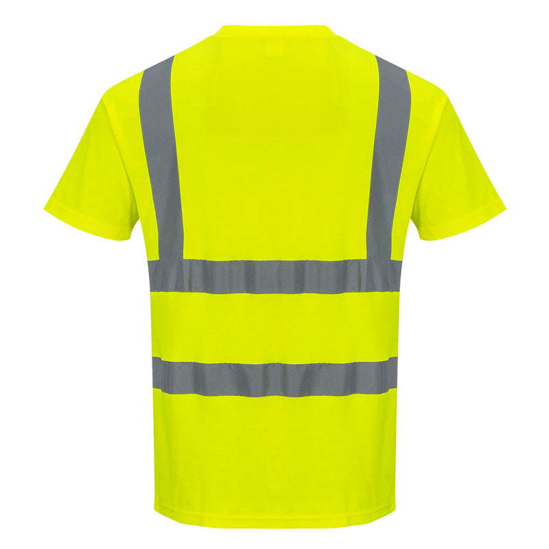 Portwest S170 Short Sleeve Cotton Safety T Shirt in Reflective Hi-Vis ANSI