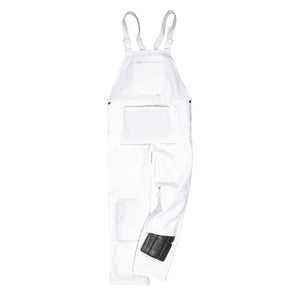 Portwest S810 Bolton White Cotton Painters Bib Overalls with Knee Pad Pockets