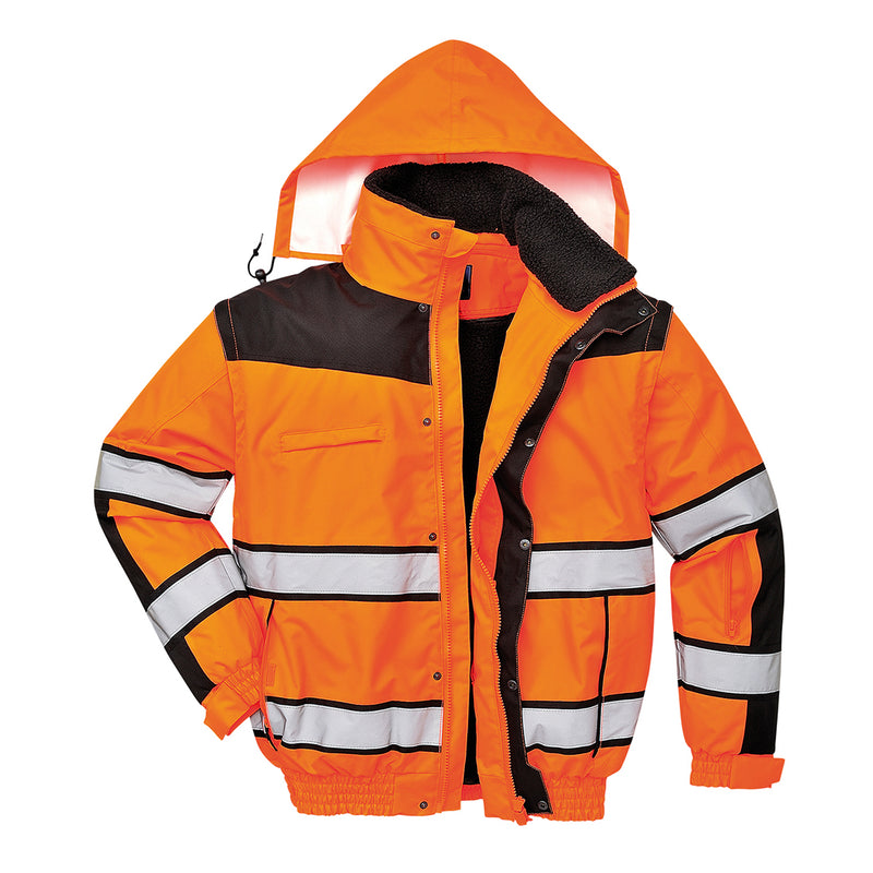 Portwest UC566 HiVis Classic Bomber Rain Jacket with Waterproof Taped Seams