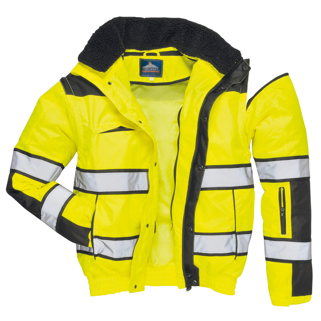 Portwest UC566 HiVis Classic Bomber Rain Jacket with Waterproof Taped Seams