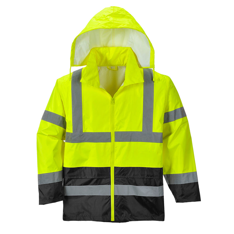 Portwest UH443 Classic Waterproof Rain Jacket in Reflective Contrast HiVis ANSI