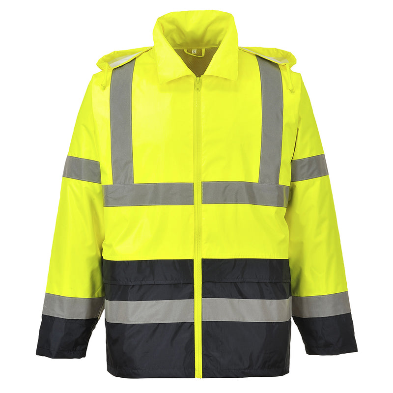 Portwest UH443 Classic Waterproof Rain Jacket in Reflective Contrast HiVis ANSI