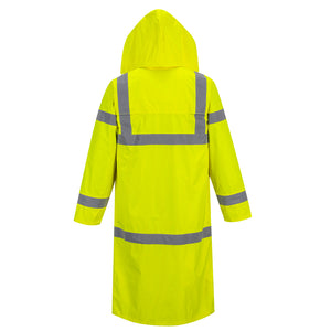 Portwest UH445 Hi-Vis Safety Raincoat with Long 48" Waterproof Protection ANSI