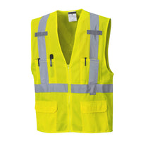 Portwest US370 Hi-Vis Reflective Cooling Mesh Vest with 6 Pockets and Zip Close