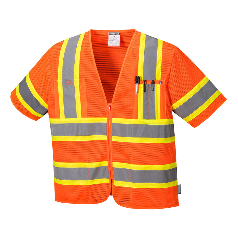 Portwest US383 Augusta Sleeved HiVis Cooling Mesh Vest with Reflective Tape ANSI