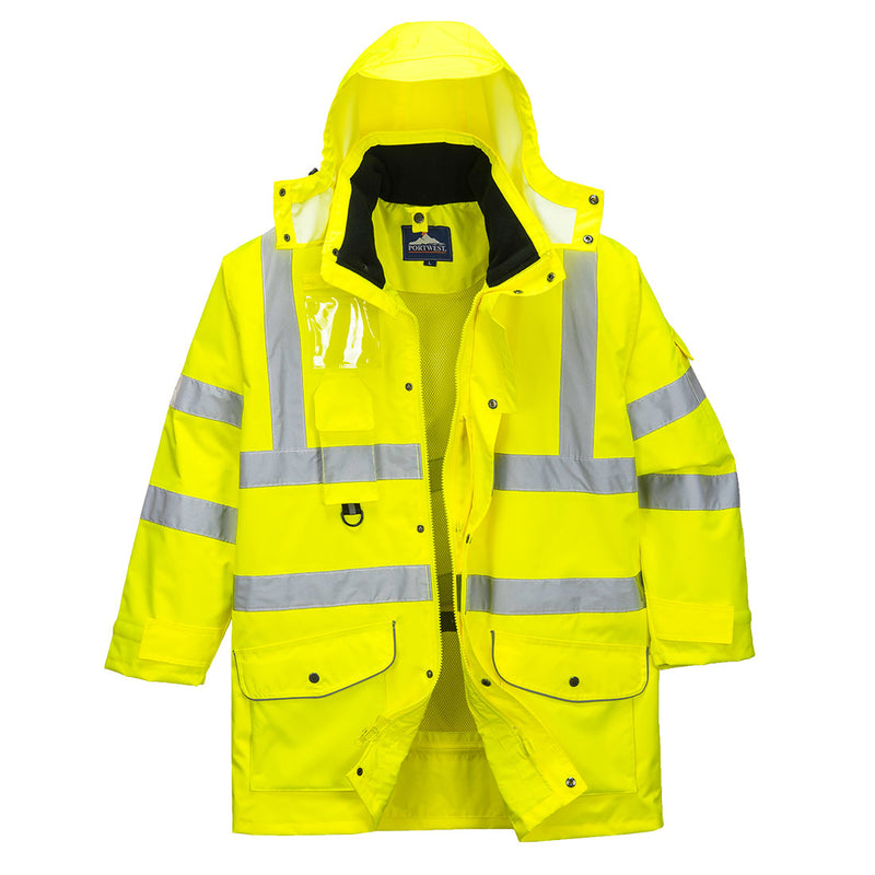 Portwest US427 Hi-Vis Yellow Reflective 7-in-1 Traffic Safety Work Jacket ANSI